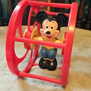 VINTAGE 1960'S MICKEY MOUSE ROLLING BABY TOY
